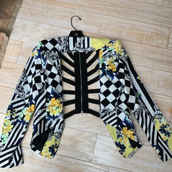 Alberto Makali🖤💛 Caged Cropped Jacket Crop Flower Stripe Courtly Check Baroque